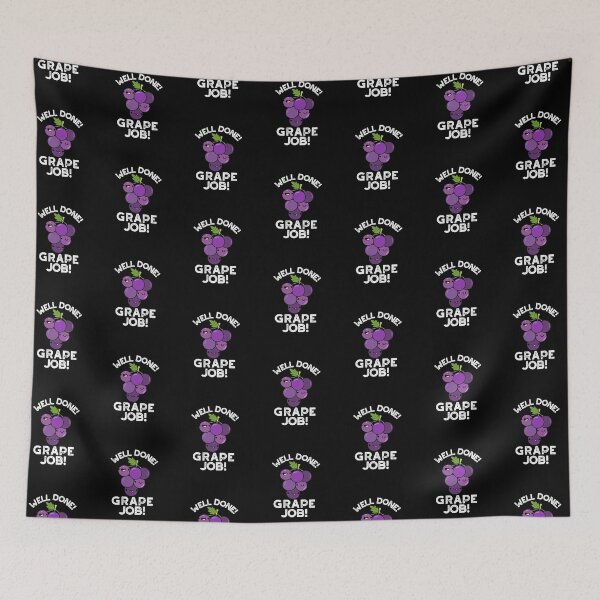 Item preview, Well Done Grape Job Positive Fruit Puns (Dark BG) designed and sold by punnybone.