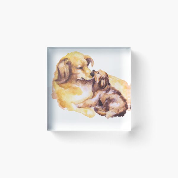 Item preview, Dog Mom Cuddling Puppy, Watercolor painting designed and sold by Color-Me-Blue.