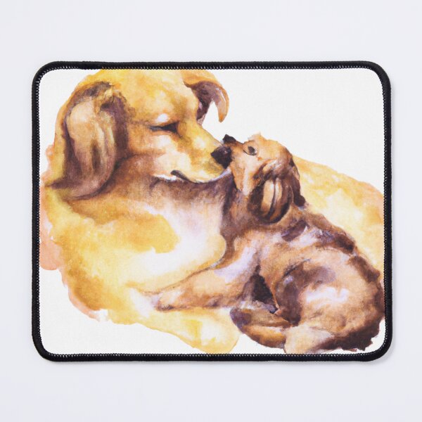 Item preview, Dog Mom Cuddling Puppy, Watercolor painting designed and sold by Color-Me-Blue.