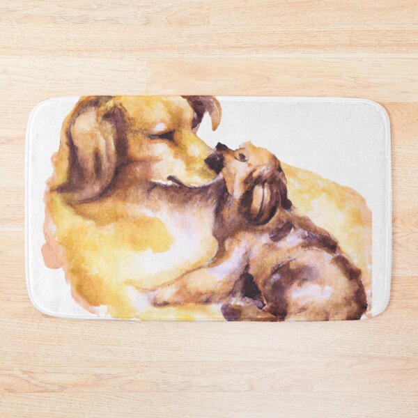 Item preview, Dog Mom Cuddling Puppy, Watercolor painting designed and sold by Color-Me-Blue.