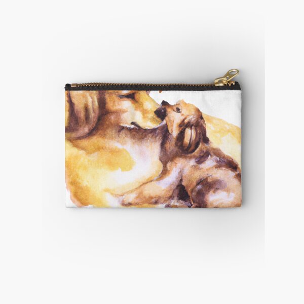 Item preview, Dog Mom Cuddling Puppy, Watercolor painting designed and sold by Color-Me-Blue.