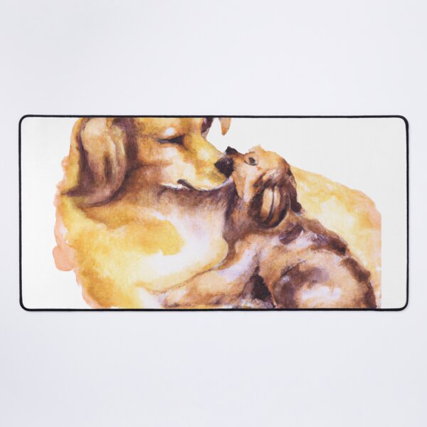 Item preview, Dog Mom Cuddling Puppy, Watercolor painting designed and sold by Color-Me-Blue.