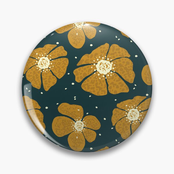 Item preview, Wild Golden Poppies on dark green background designed and sold by MinkkiDraws.