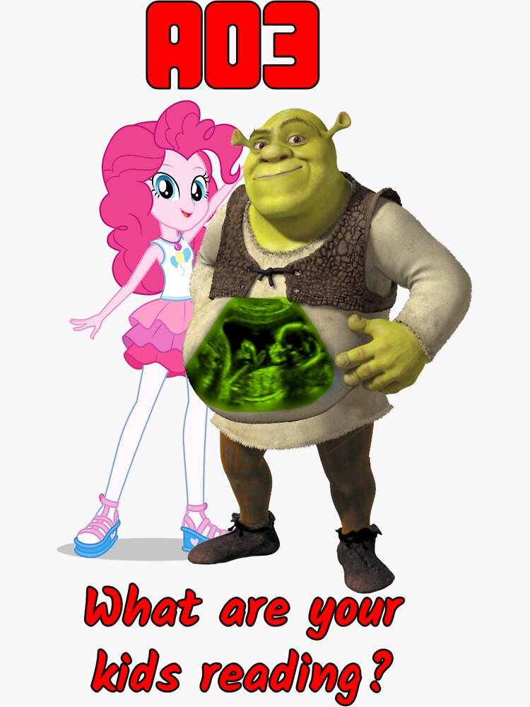 "AO3 what are your kids reading? Shrek mpreg" Sticker for Sale by