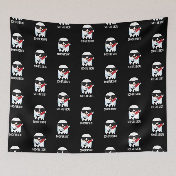 Item preview, Booster Shot Funny Ghost Vaccine Puns (Dark BG) designed and sold by punnybone.