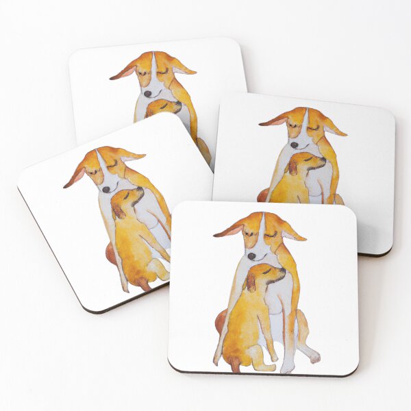 Item preview, Dog Mom Cuddling Puppy, Watercolor painting designed and sold by Color-Me-Blue.