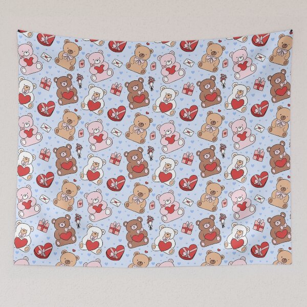 Item preview, Cute valentines day pattern with teddy bears and gifts designed and sold by Yarafantasyart.