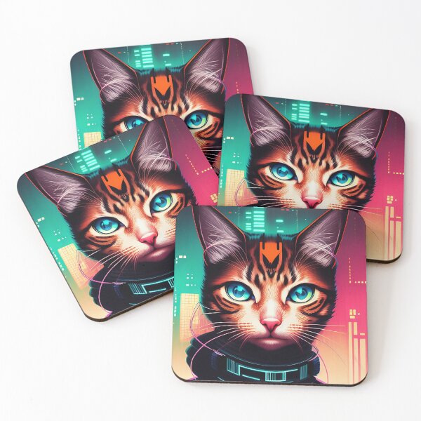 Item preview, cyberpunk cute cat kitty portrait illustration art 2 designed and sold by vishalraifx.