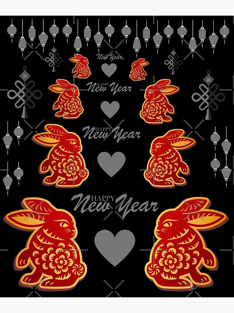 Chinese New year 2023. Year of rabbit. greeting card template with