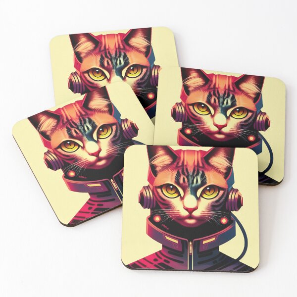 Item preview, cyberpunk cute cat kitty portrait illustration art 6 designed and sold by vishalraifx.