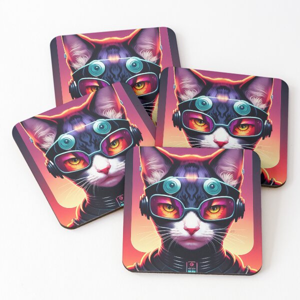 Item preview, cyberpunk cute cat kitty portrait illustration art 7 designed and sold by vishalraifx.
