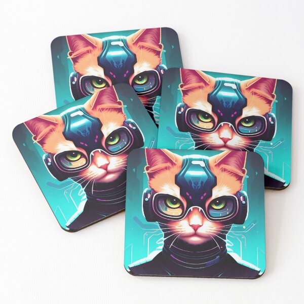 Item preview, cyberpunk cute cat kitty portrait illustration art 8 designed and sold by vishalraifx.