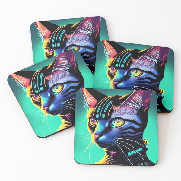 Item preview, cyberpunk cute cat kitty portrait illustration art 9 designed and sold by vishalraifx.