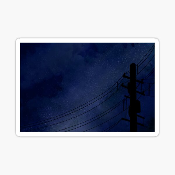 "Starry night sky with power pole" Sticker for Sale by HappysParadise Redbubble