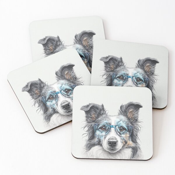 Item preview, Blue Merle Border Collie with glasses designed and sold by DigitalRiggs.