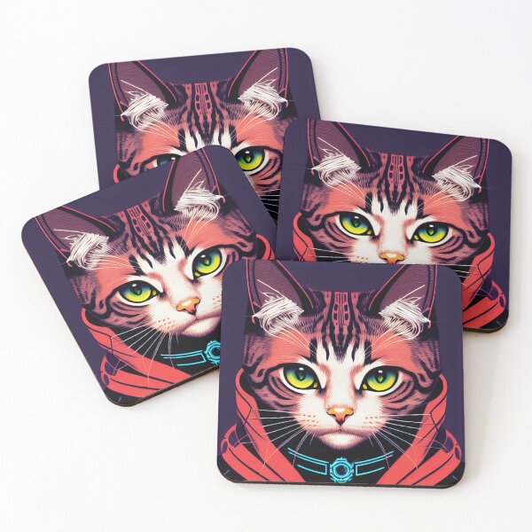 Item preview, cyberpunk cute cat kitty portrait illustration art 12 designed and sold by vishalraifx.