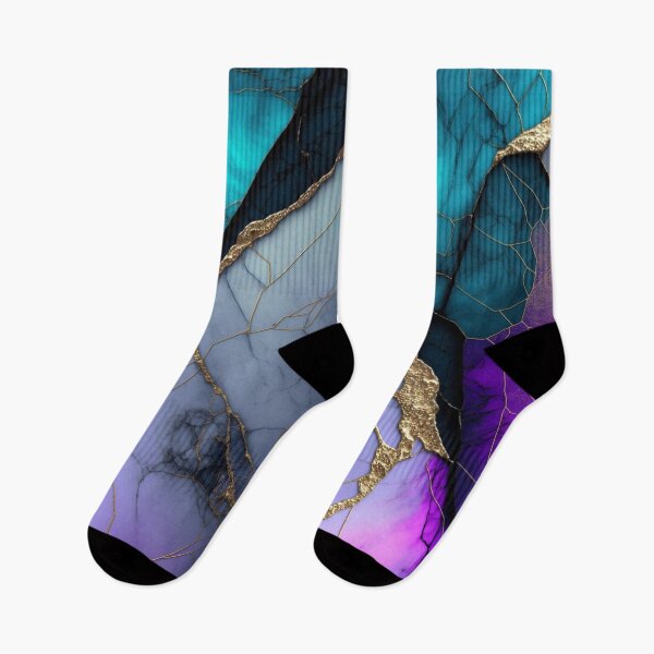 Item preview, Gold Flakes Geometric Purple Teal Marble - Abstract Contemporary Resin Art designed and sold by inkvestor.