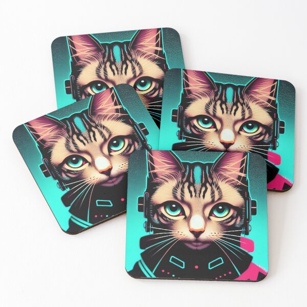 Item preview, cyberpunk cute cat kitty portrait illustration art 10 designed and sold by vishalraifx.