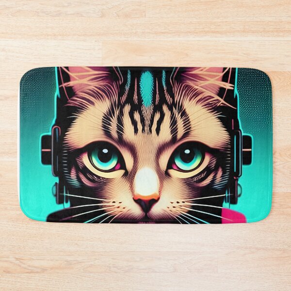 Item preview, cyberpunk cute cat kitty portrait illustration art 10 designed and sold by vishalraifx.