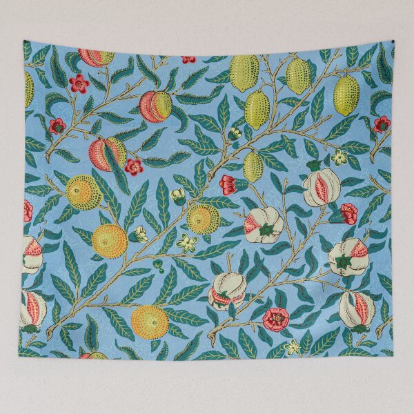 Artikelvorschau, William Morris Vier Früchte auf blauem Vintage-Granatapfelmuster entworfen und verkauft von Pretty  Pixel.