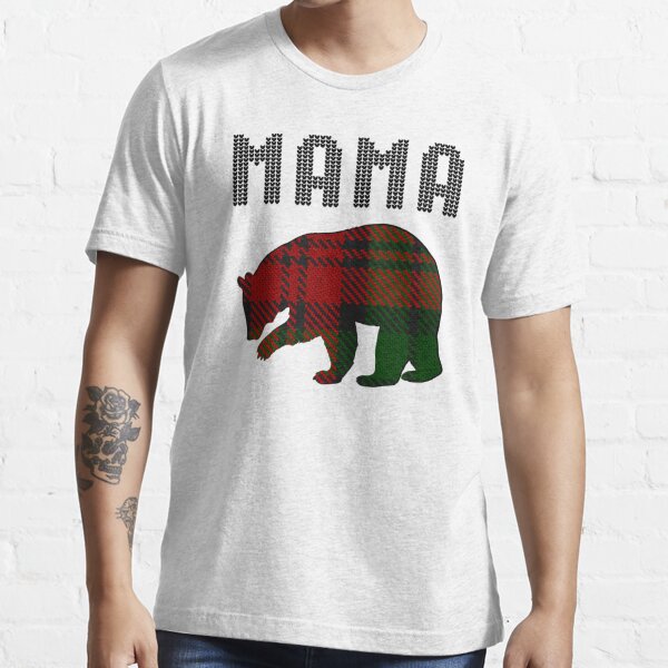 Christmas bear t-shirt, mama red plaid bear jammie shirt