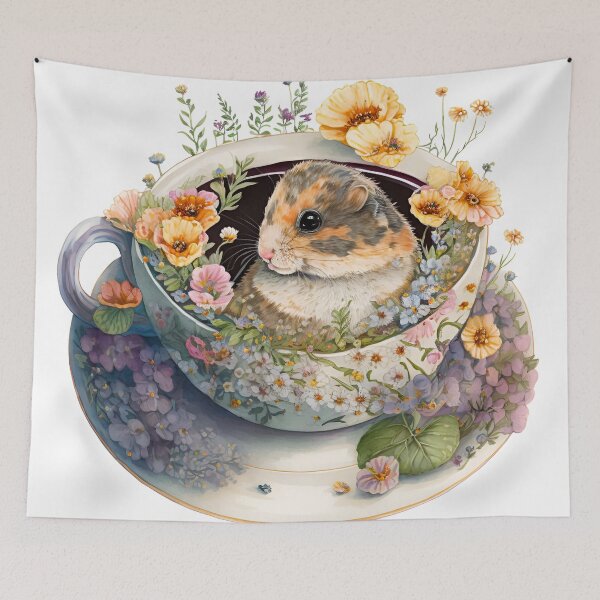Item preview, Cute Teacup Animal Hamster with Flowers #17 designed and sold by Synthetic-Intel.