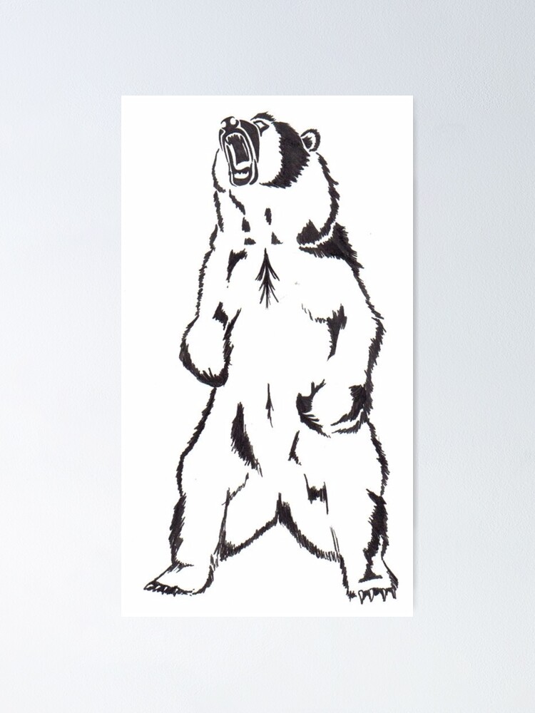 "Grizzly Bear Stencil" Poster by lolhammer Redbubble