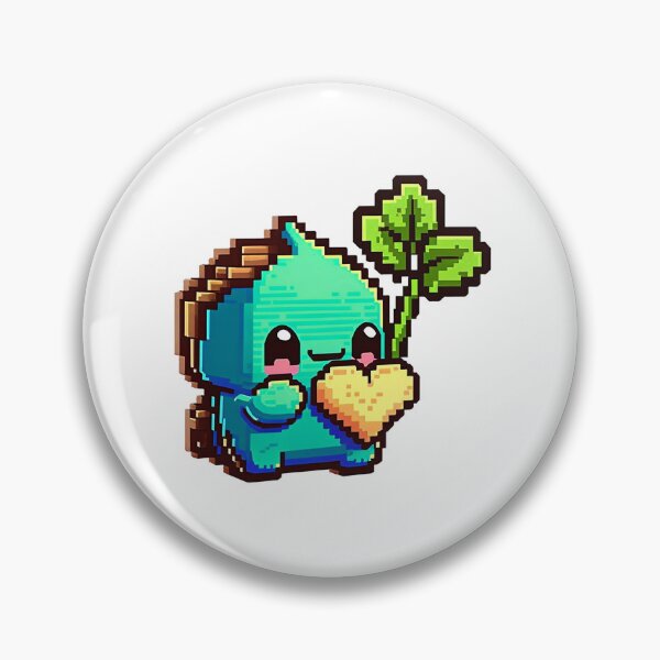 Item preview, 8-bit turtle with heart and leaf designed and sold by Retro Flow.