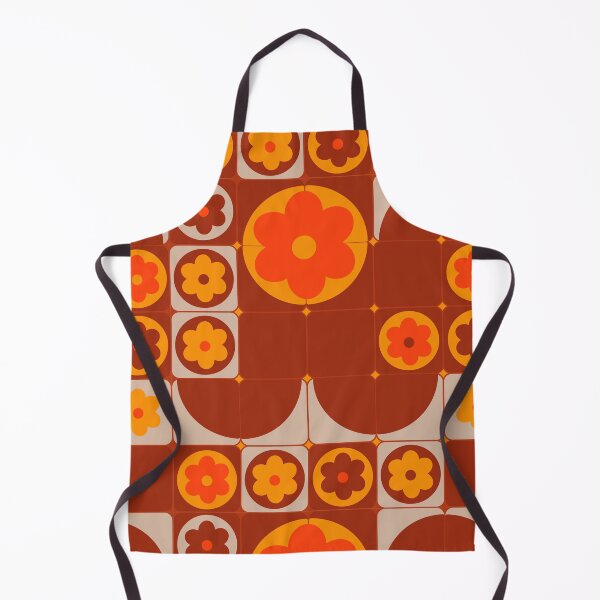 Item preview, abstract geometric pattern ith simple flowers in 70's style designed and sold by ShamanskaKate.