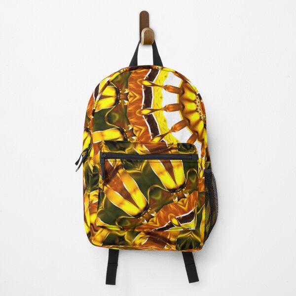 Item preview, sixteen-point fractal mandala in black, yellow, orange designed and sold by effervescence.