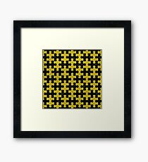 PUZZLE1 BLACK MARBLE & YELLOW LEATHER Framed Print