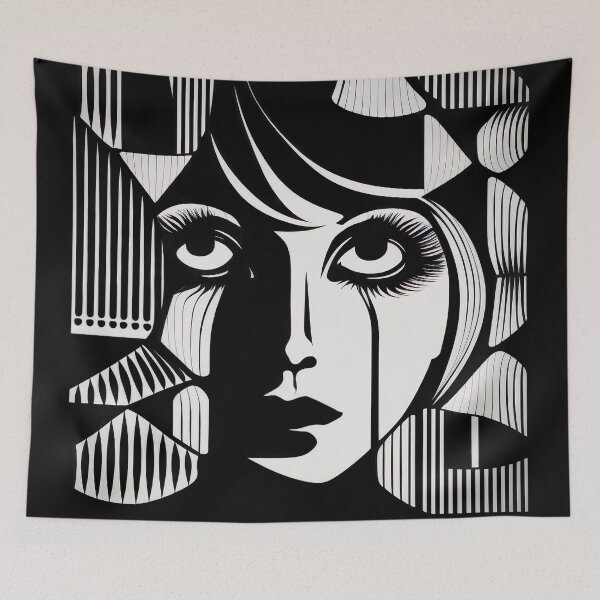 Item preview, Negative Space Geometric Female Face Silhouette Design  designed and sold by Jozzabazza.