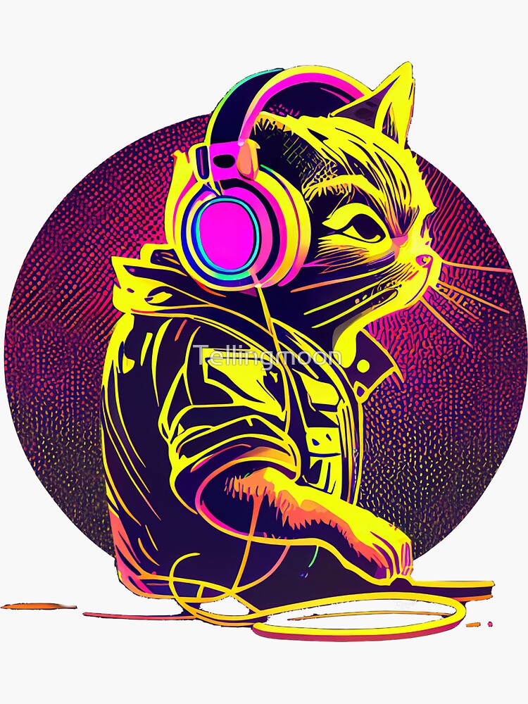 Cat is a Dj Sticker for Sale by Schamann