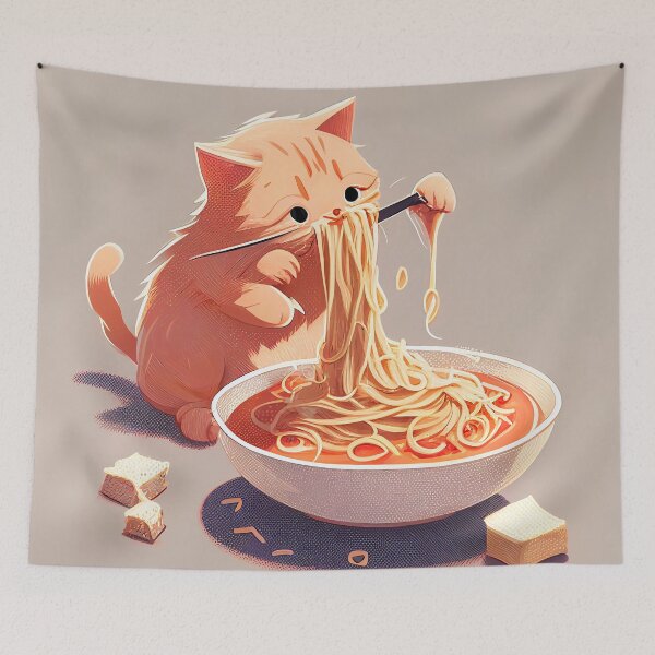 Item preview, Cat Eating Spaghetti Design designed and sold by BySpinny.