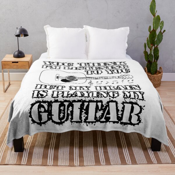 Item preview, YOU THINK I'M LISTENING BUT MY BRAIN IS PLAYING GUITAR black designed and sold by KoolDsignsMUSIC.