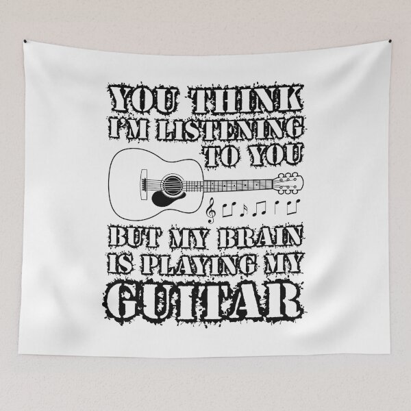 Item preview, YOU THINK I'M LISTENING BUT MY BRAIN IS PLAYING GUITAR black designed and sold by KoolDsignsMUSIC.