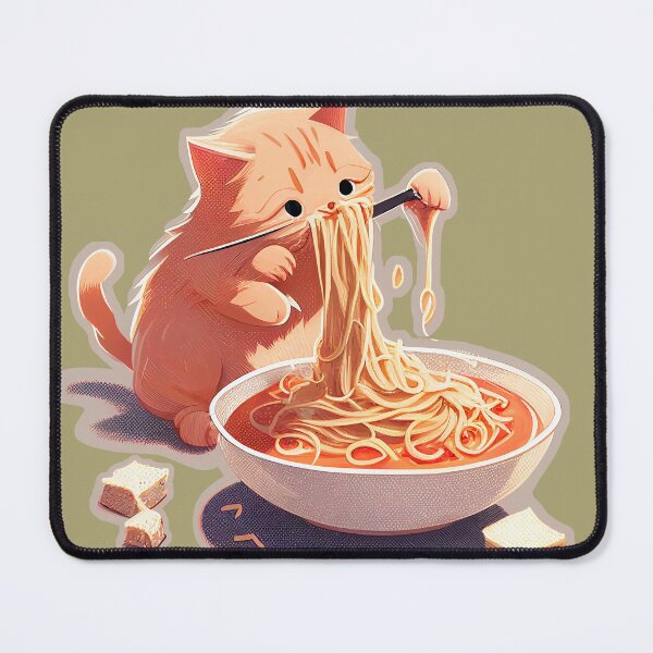 Item preview, Cat Eating Spaghetti Logo & TShirt Design designed and sold by BySpinny.