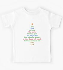 For God So Loved The World Bible Verse Christmas Tree Kids Tee