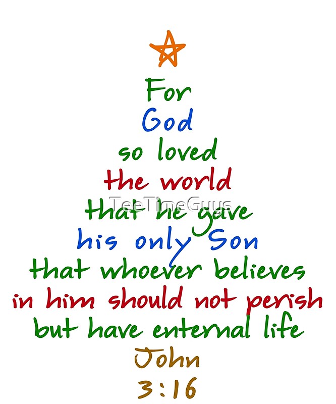 "For God So Loved The World Bible Verse Christmas Tree " by TeeTimeGuys