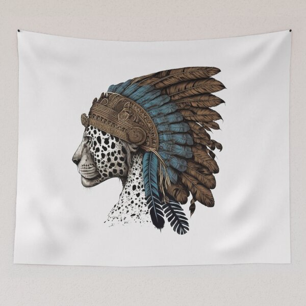 Item preview, Head of an Aztec Jaguar Warrior Skull Mexican Ancient Mythology designed and sold by CoyoteStudio.