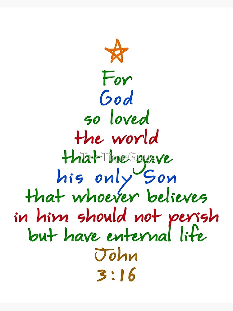 For God So Loved The World Bible Verse Christmas Tree " Art Board Print for Sale by TeeTimeGuys