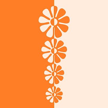 Artwork thumbnail, 1960's Bold Retro Mod Flowers in Orange and Cream by MellowCat
