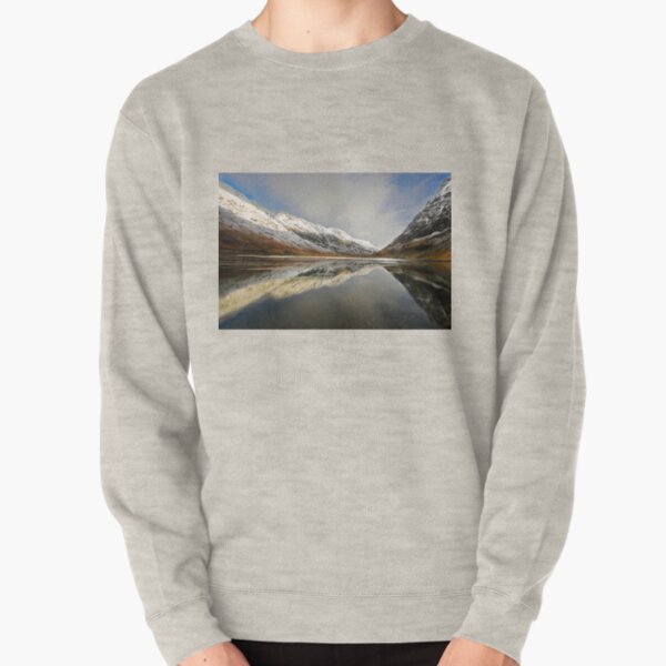 The Aonach Eagach Ridge reflected in Loch Achtriochan Pullover Sweatshirt