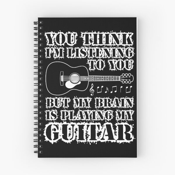 Item preview, YOU THINK I'M LISTENING BUT MY BRAIN IS PLAYING GUITAR white designed and sold by KoolDsignsMUSIC.