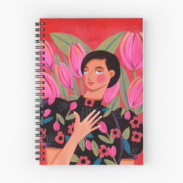 Item preview, Portrait woman with tulips on red background designed and sold by Caroline Bonne Müller.