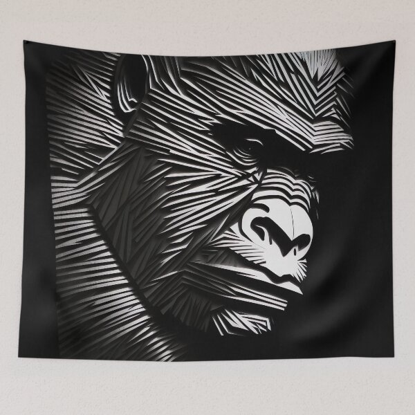 Item preview, Gorilla Negative Space Etching Wood Print Style Design designed and sold by Jozzabazza.