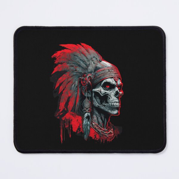 Item preview, Native American Apache Indian Skull Red Warrior Chief Apache with red eyes designed and sold by CoyoteStudio.
