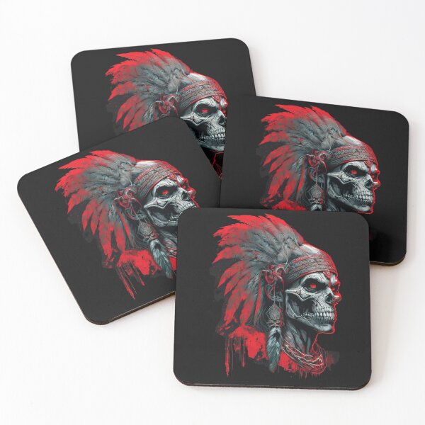Item preview, Native American Apache Indian Skull Red Warrior Chief Apache with red eyes designed and sold by CoyoteStudio.