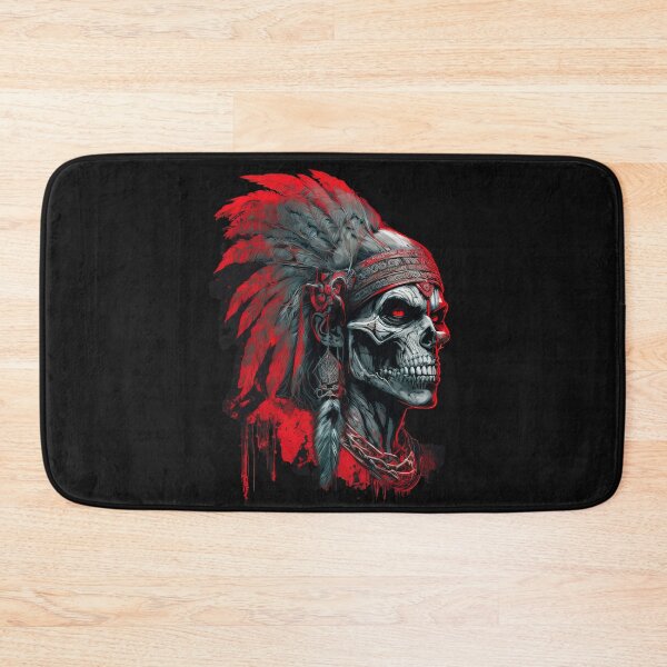 Item preview, Native American Apache Indian Skull Red Warrior Chief Apache with red eyes designed and sold by CoyoteStudio.