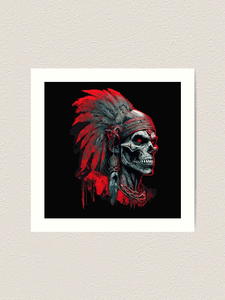 Native skull warrior' Poster, picture, metal print, paint by